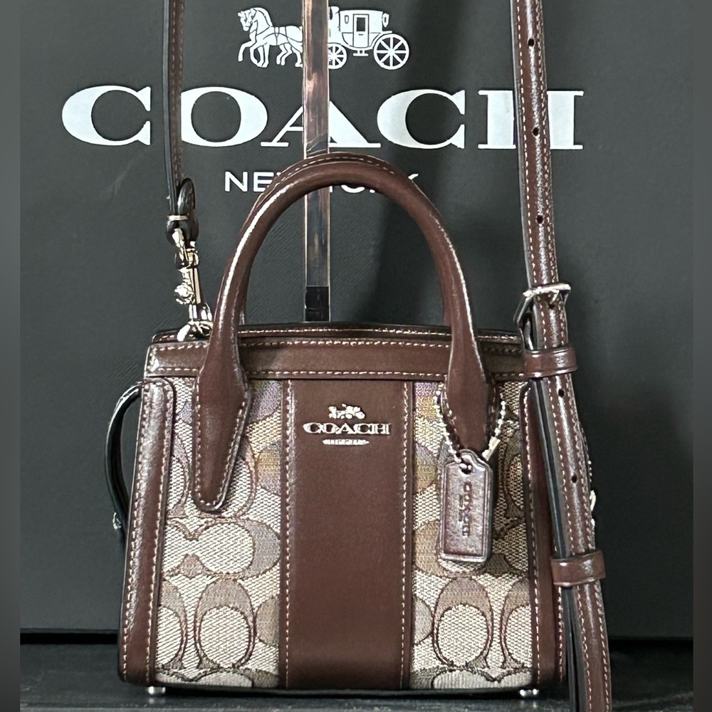 COACH Andrea Mini Carryall Signature C Jacquard w/Calf Leather Trim XBody Bag